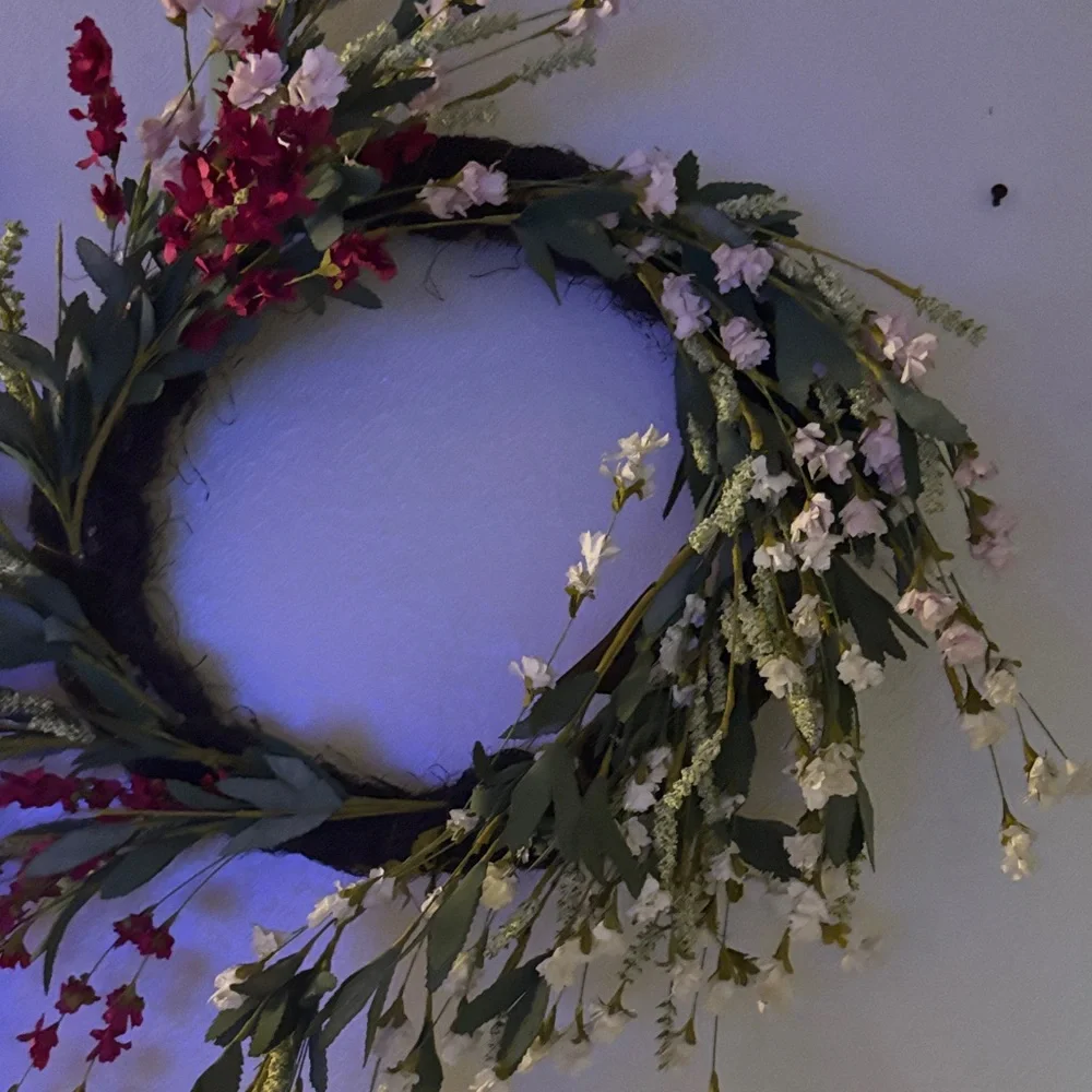 Handcrafted Red & White Floral Holiday Wreath